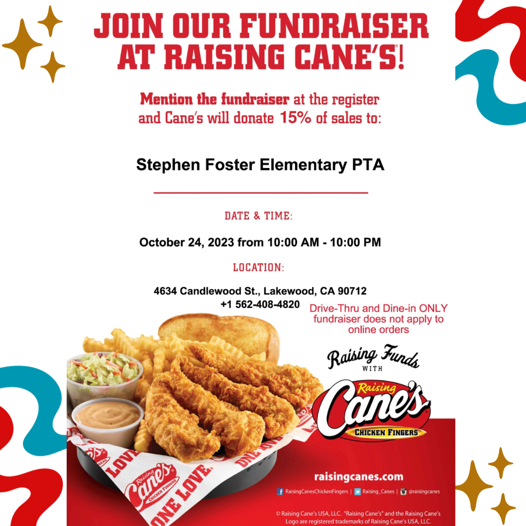 Raising Cane’s Fundraiser Tuesday, October 24th | Stephen Foster ...